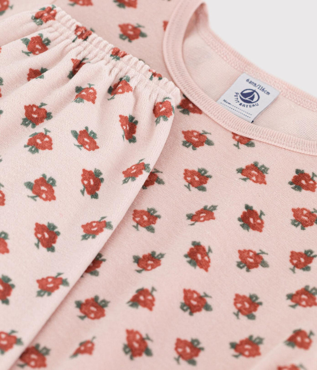 PIGIAMA BAMBINA IN CINIGLIA MOTIVO FIORE A08YT 02 PETIT BATEAU 