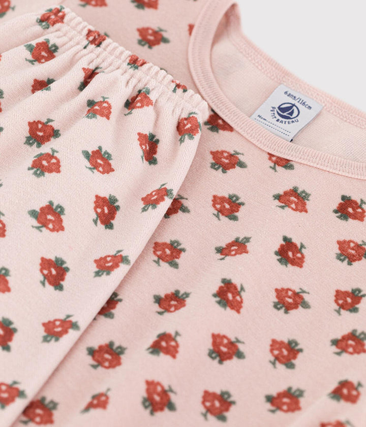 PIGIAMA BAMBINA IN CINIGLIA MOTIVO FIORE A08YT 02 PETIT BATEAU 