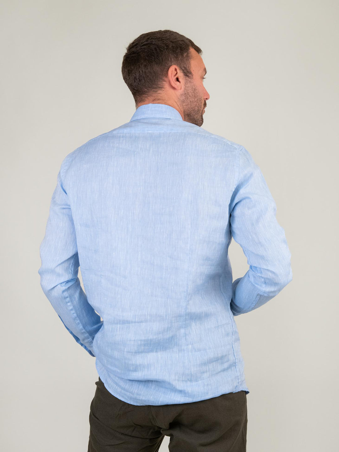 CAMICIA IN LINO AZZURRO MELANGE ARTHUR 06 DEPERLU 
