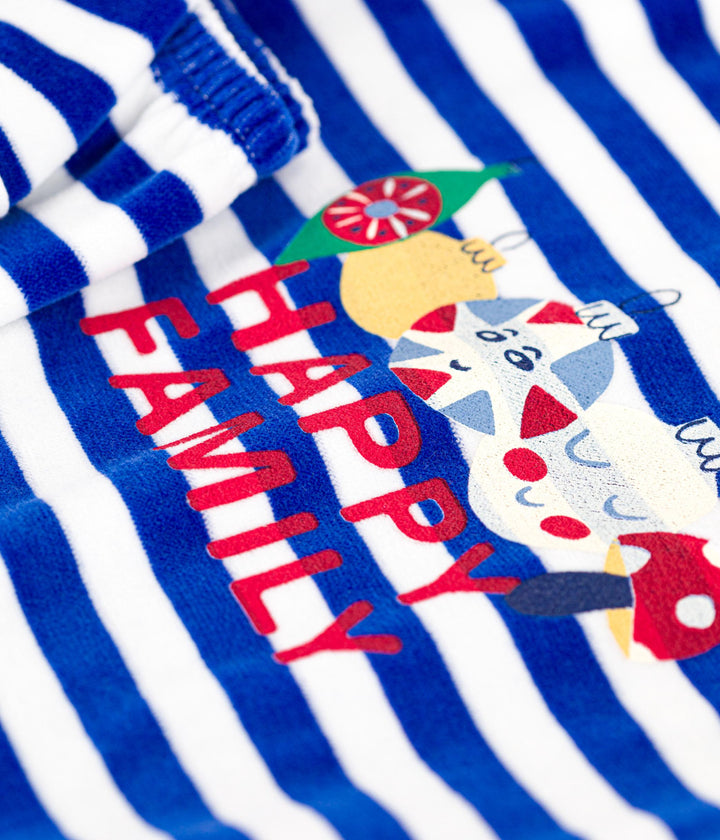 Pigiama natalizio in velluto a righe blu A0BJ9 01 PETIT BATEAU 