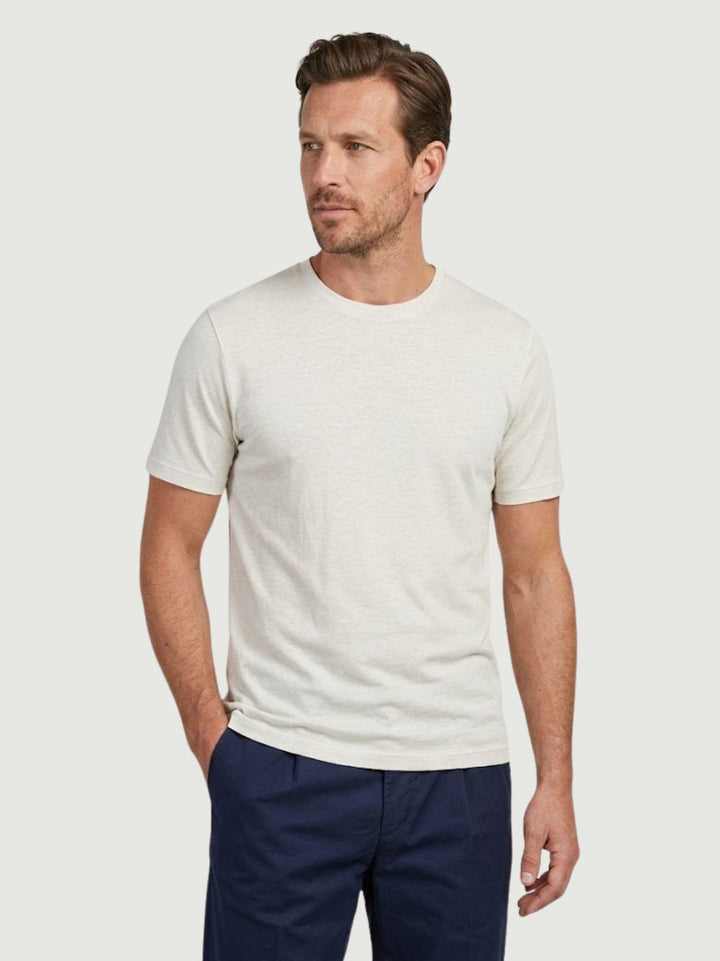 T-shirt girocollo in misto lino bianca 6TS035875U WHITE ANDREA MORANDO 
