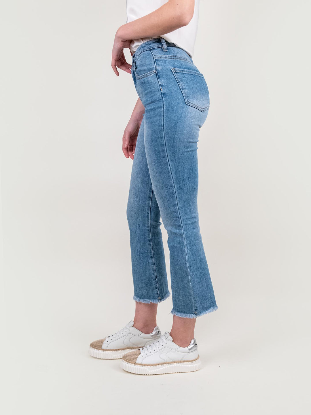 JEANS 5 TASCHE SFRANGIATO IN DENIM CHIARO 1356 DENIM CHIARO ANDREA MORANDO 