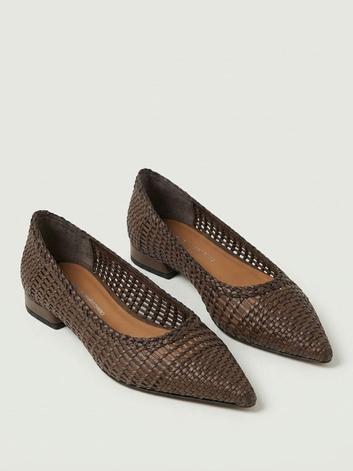 Ballerina in pelle intrecciata moro R1208 T.MORO ANDREA MORANDO 