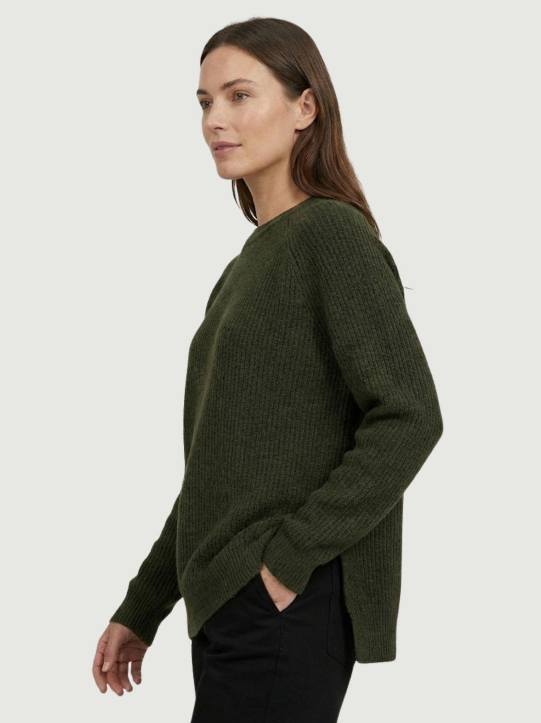 Maglia girocollo in lana e cashmere verde 14264M SELVA ANDREA MORANDO 