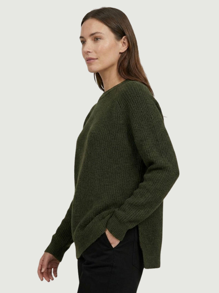 Maglia girocollo in lana e cashmere verde 14264M SELVA ANDREA MORANDO 