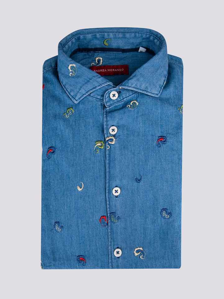 Camicia in denim con ricami