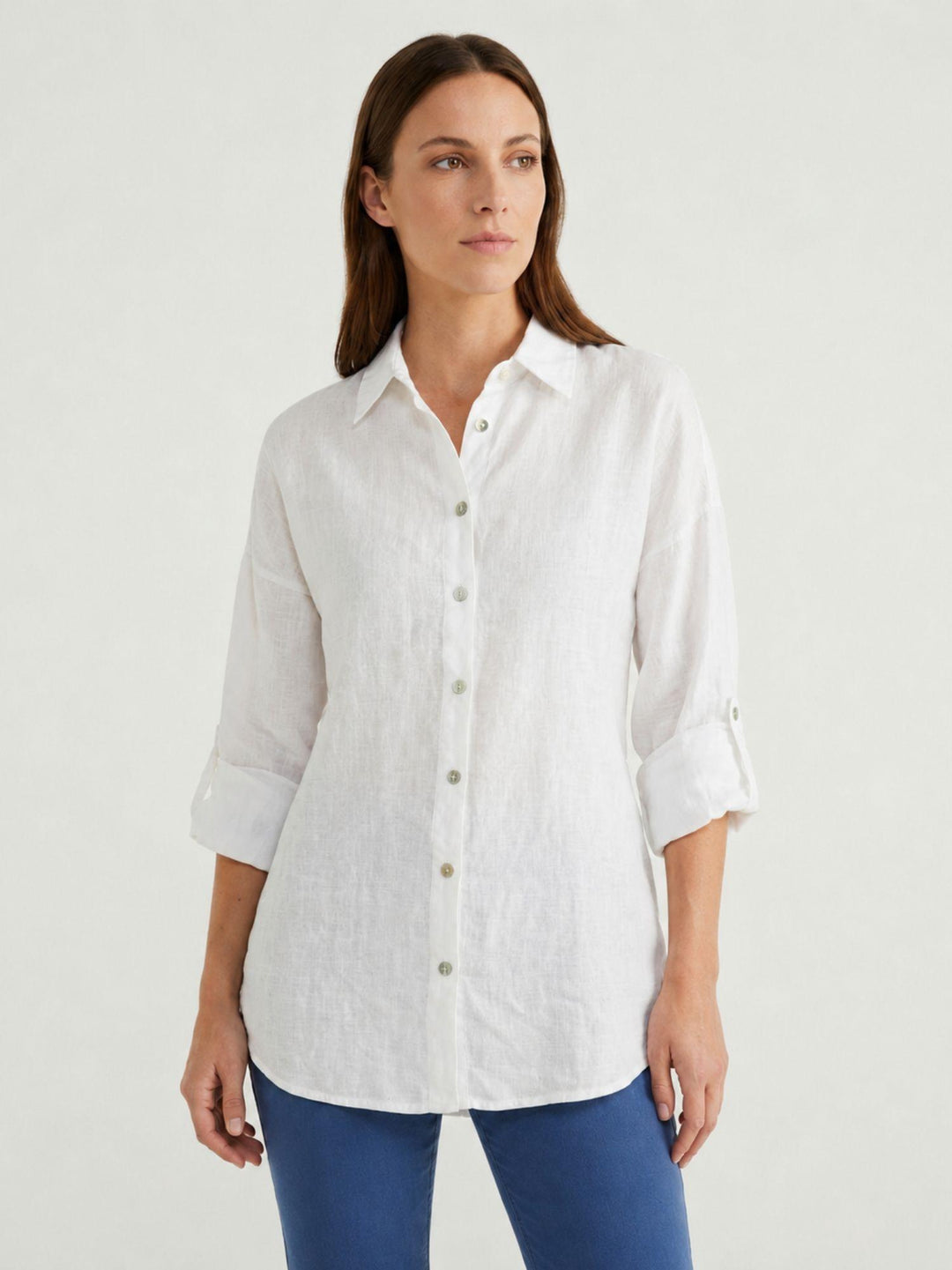 Camicia in lino bianca 6CM0552 BIANCO ANDREA MORANDO 