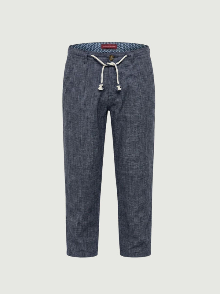 Pantalone in cotone con coulisse fiammato navy PTN00622 NAVY ANDREA MORANDO 