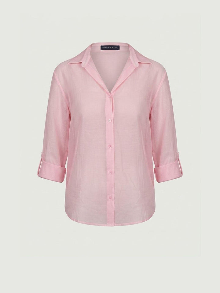 Camicia semitrasparente rosa pastello M796/071 87 ANDREA MORANDO 