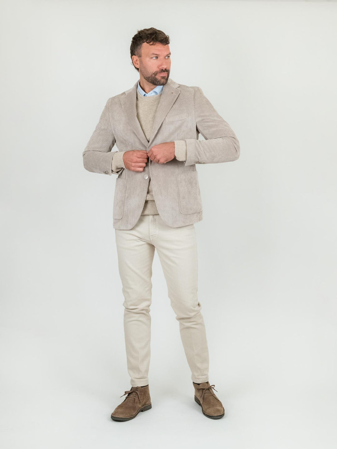Blazer color sabbia in velluto a coste CR547 BEIGE ANDREA MORANDO 