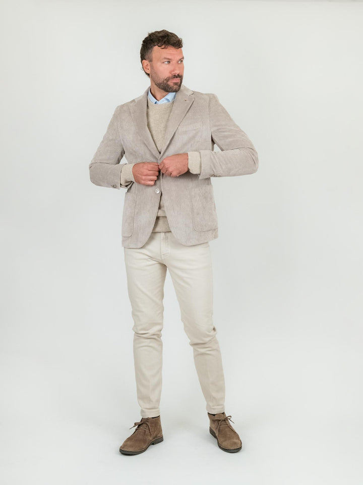 Blazer color sabbia in velluto a coste CR547 BEIGE ANDREA MORANDO 