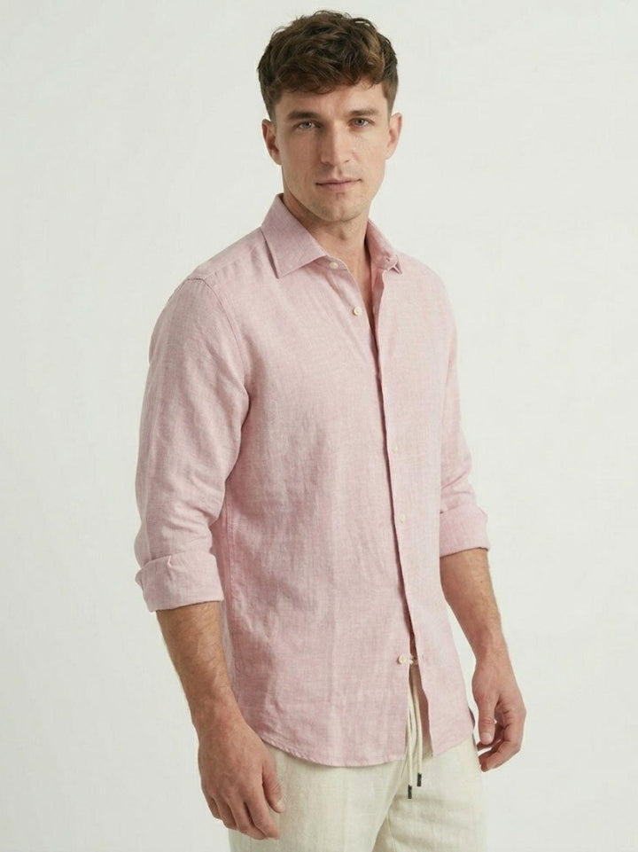 camicia in lino rosa pastello 9432900 503 ANDREA MORANDO 