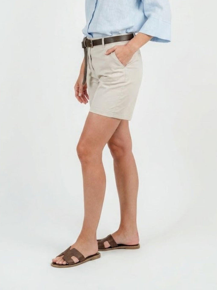 Bermuda in cotone beige con cintura 81007CG BEIGE ANDREA MORANDO 