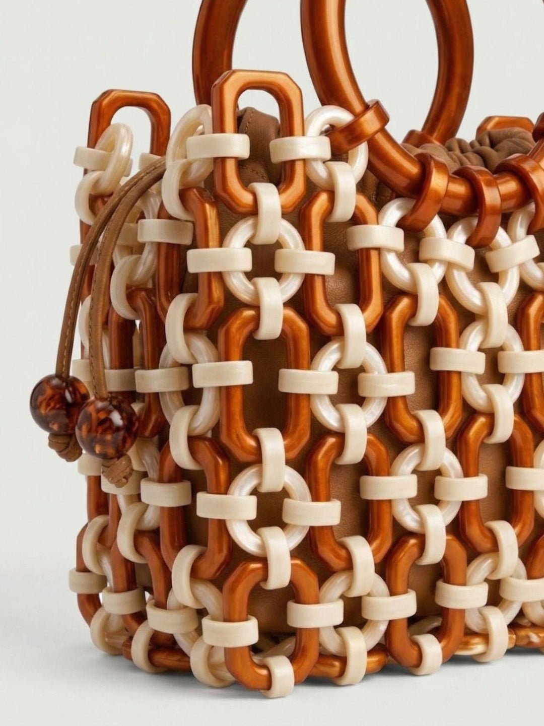 Borsa a mano Doll in resina caramel pearl DOLL+BB MARRONE PERLA+CUOIO BIMOR 