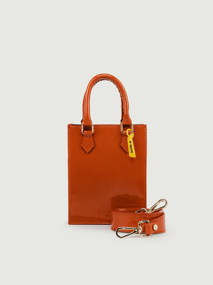 BORSA BABY IN PELLE VERNICE MATTONE