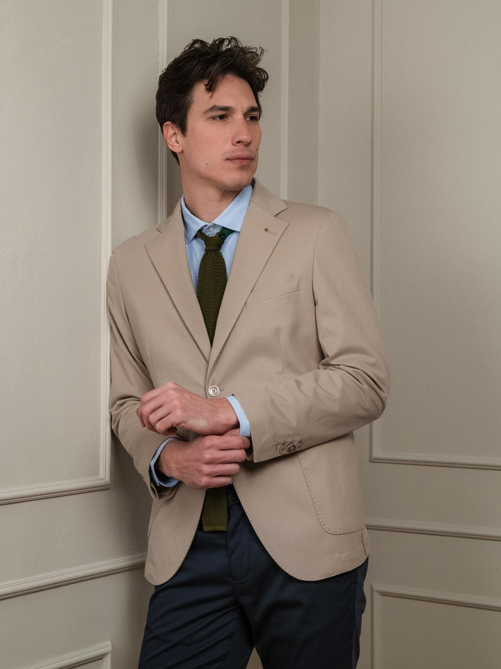 BLAZER MONOPETTO IN MAGLINA BEIGE