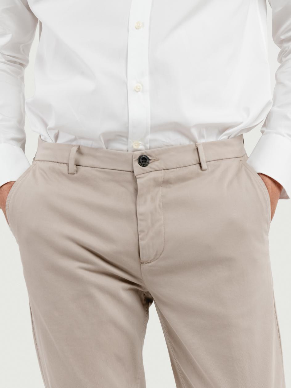 PANTALONE  STRIKER IN COTONE CON MICROTRAMA BEIGE T617STR 775 NOLAB 