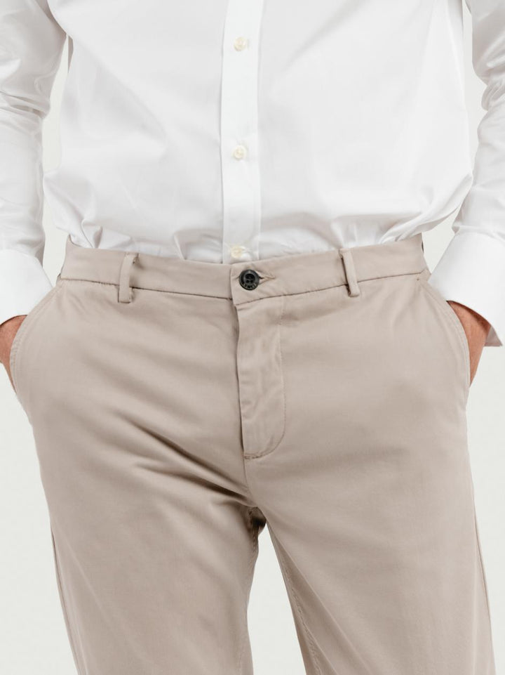 PANTALONE  STRIKER IN COTONE CON MICROTRAMA BEIGE T617STR 775 NOLAB 