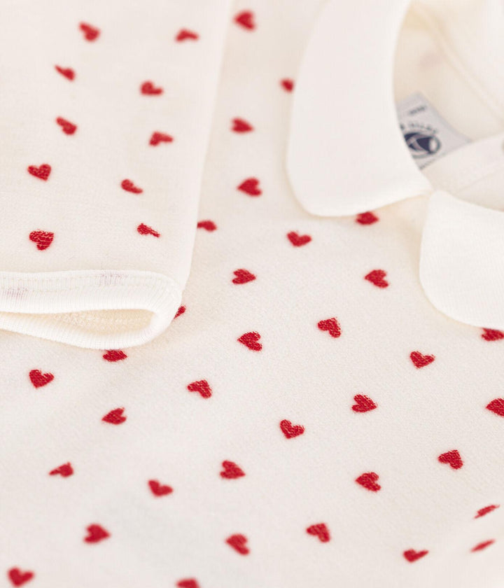 PIGIAMA IN CINIGLIA CON CUORI A08EH 01 PETIT BATEAU 