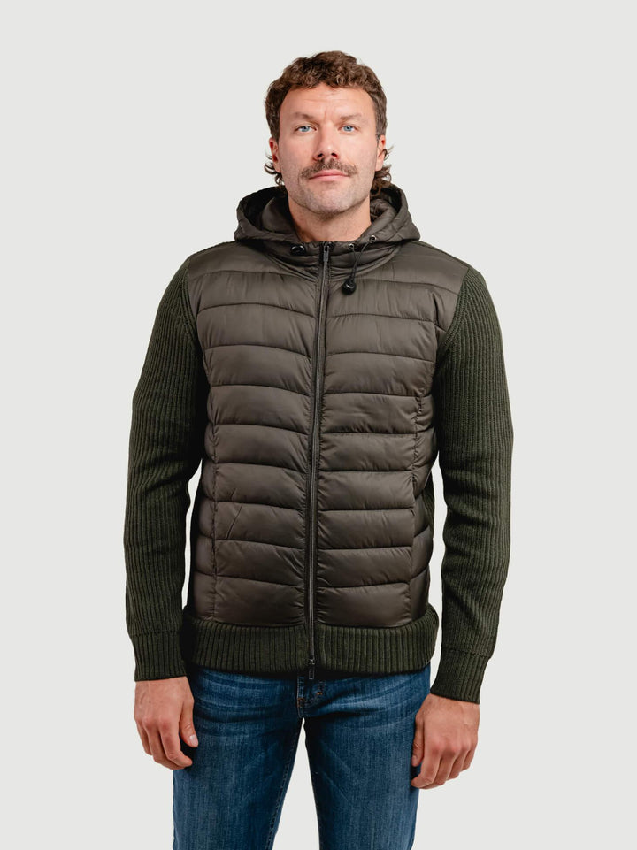 GIUBBOTTO TRAPUNTATO CON INSERTI IN MAGLIA VERDE BOSCO 4312225 327 ANDREA MORANDO 
