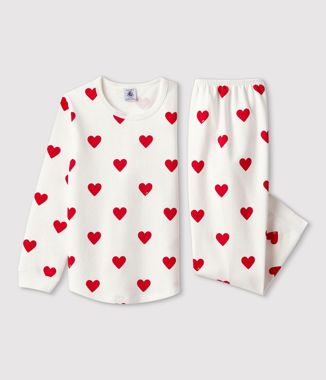 PIGIAMA BAMBINO FANTASIA CUORI IN MOLLETON A00FR 01 PETIT BATEAU 