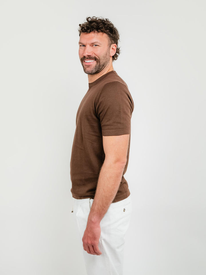 T-SHIRT IN MAGLINA DI COTONE MARRONE