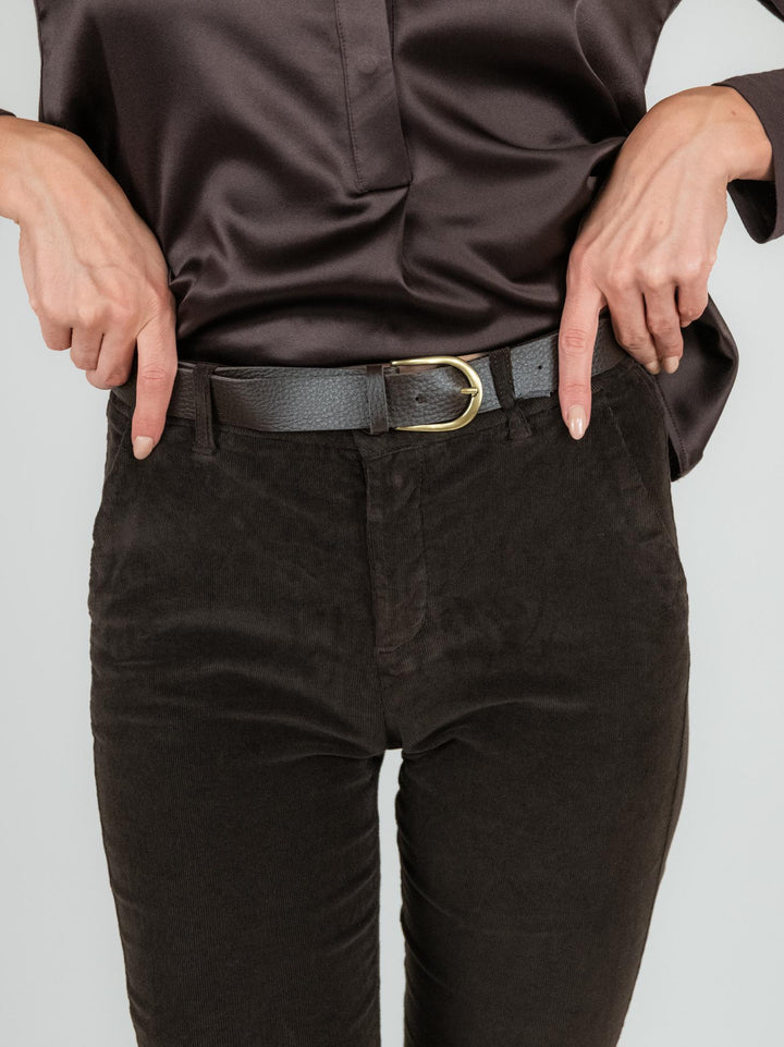 Pantalone a trombetta in velluto color marrone 824W21 T MORO ANDREA MORANDO 