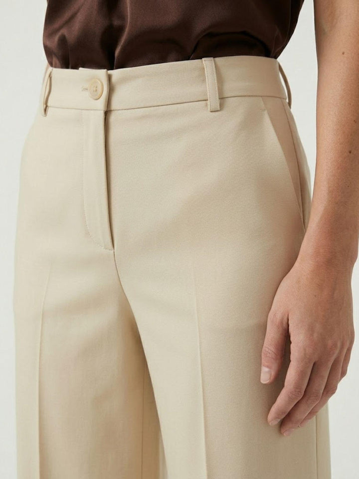 Pantaloni a palazzo con pences beige P3037 MANDORLA ANDREA MORANDO 