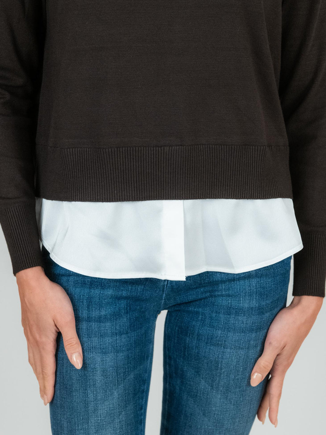 MAGLIA CAMICIA GIROCOLLO MARRONE E BIANCO 245101 069 ANDREA MORANDO 