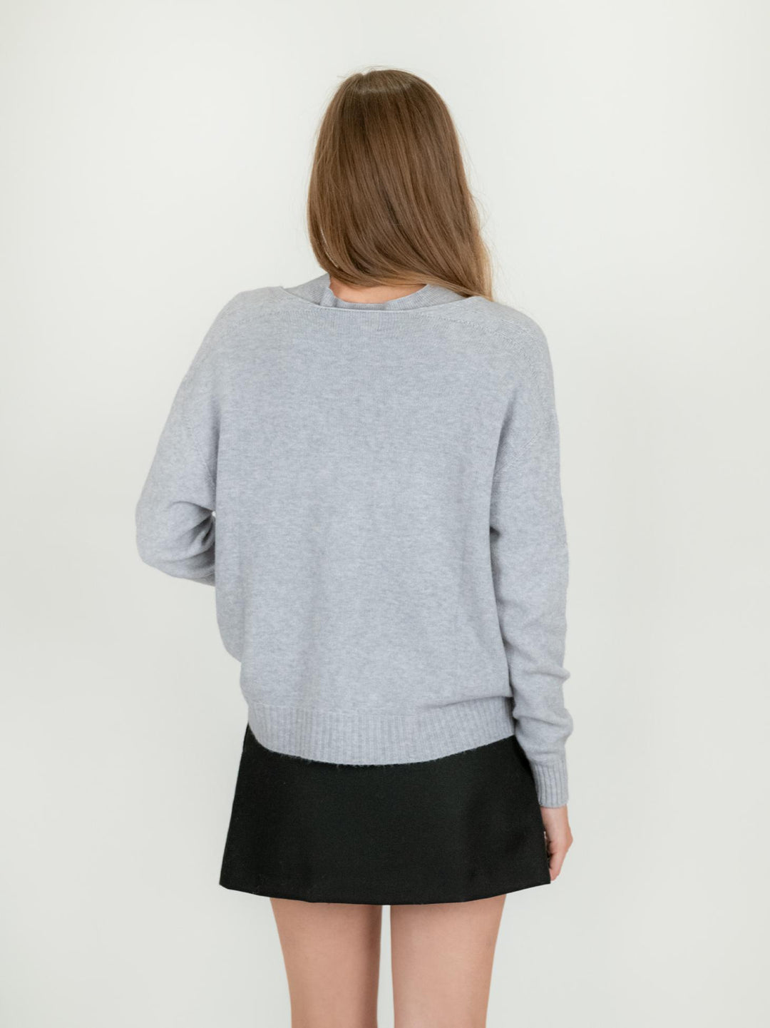 CARDIGAN CORTO IN MAGLIA GRIGIO PERLA 0270/143 0020 BIMOR 