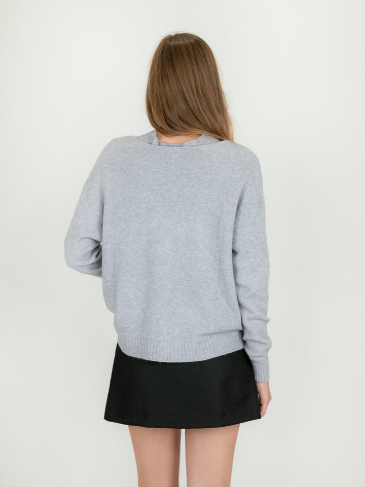 CARDIGAN CORTO IN MAGLIA GRIGIO PERLA 0270/143 0020 BIMOR 