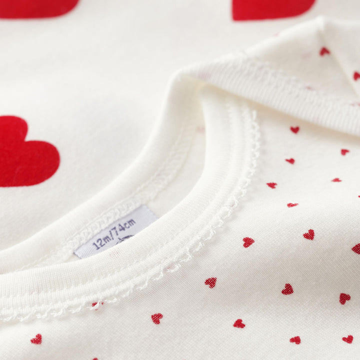 CONFEZIONE DA 3 BODY BEBÈ IN COTONE MOTIVO CUORE A00BB 00 PETIT BATEAU 