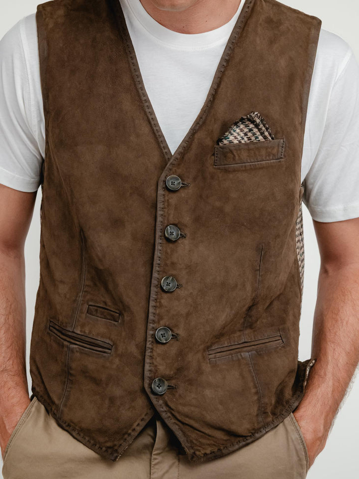 GILET LORRY IN PELLE SCAMOSCIATA JUNGLE LORRY 704 JACK LEATHER 