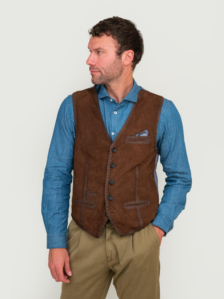 GILET IN PELLE COLOR WHISKY LORRY J24 JACK LEATHER 