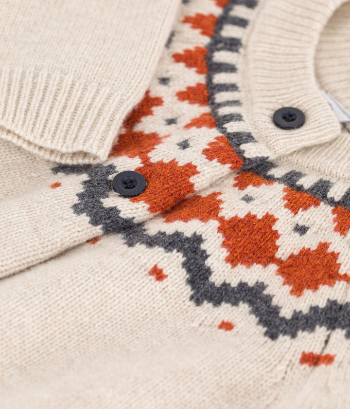 CARDIGAN JACQUARD LANA E COTONE BAMBINA A081P 01 PETIT BATEAU 