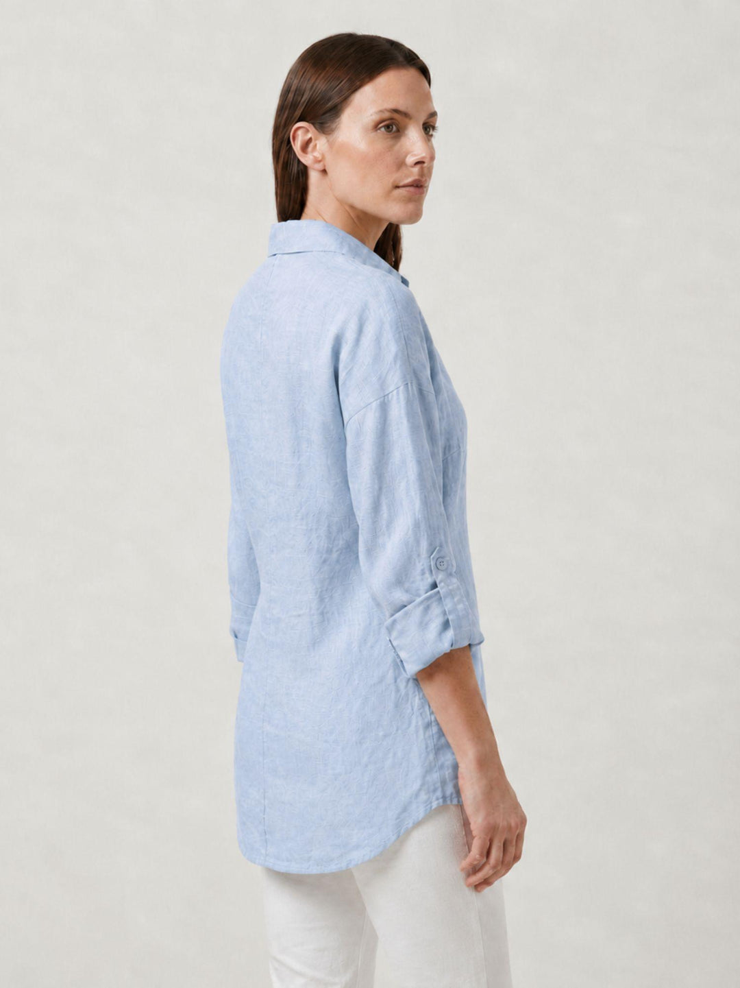 Camicia in lino azzurra chiaro 6CM0552 602 ANDREA MORANDO 
