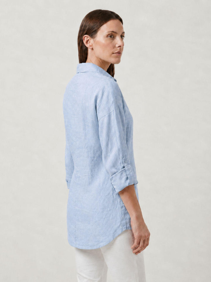 Camicia in lino azzurra chiaro 6CM0552 602 ANDREA MORANDO 