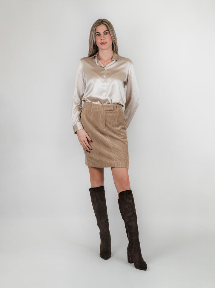 GONNA VELLUTO BEIGE A COSTE GO6542 BEIGE ANDREA MORANDO 