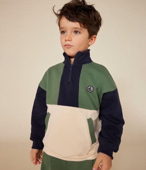 Maglia multicolor con mezza cerniera in tessuto felpato A0B9O 01 PETIT BATEAU 