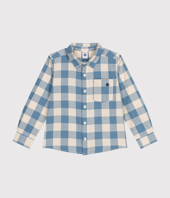 Camicia a quadri blu in flanella bambino A0BBE 01 PETIT BATEAU 