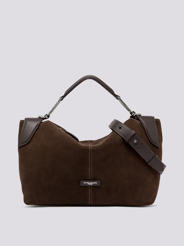 Borsa Alicudi in suede cioccolato BS 10261 CM-PL 166 GIANNI CHIARINI 