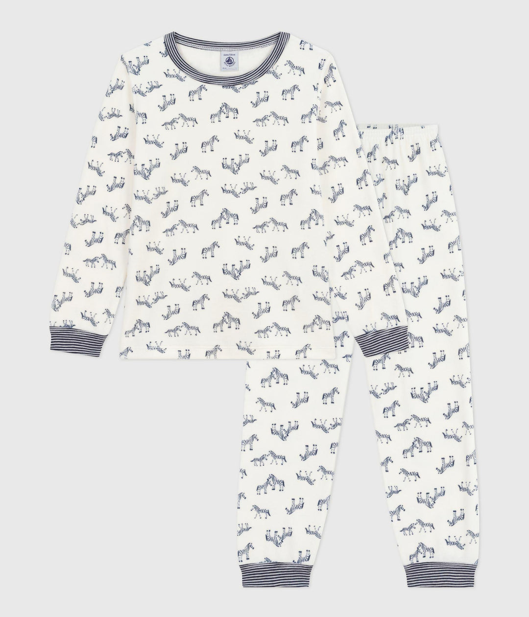 Pigiama in ciniglia con zebre stampate bambino A0DRZ 01 PETIT BATEAU 