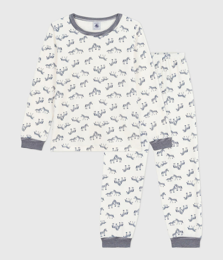 Pigiama in ciniglia con zebre stampate bambino A0DRZ 01 PETIT BATEAU 