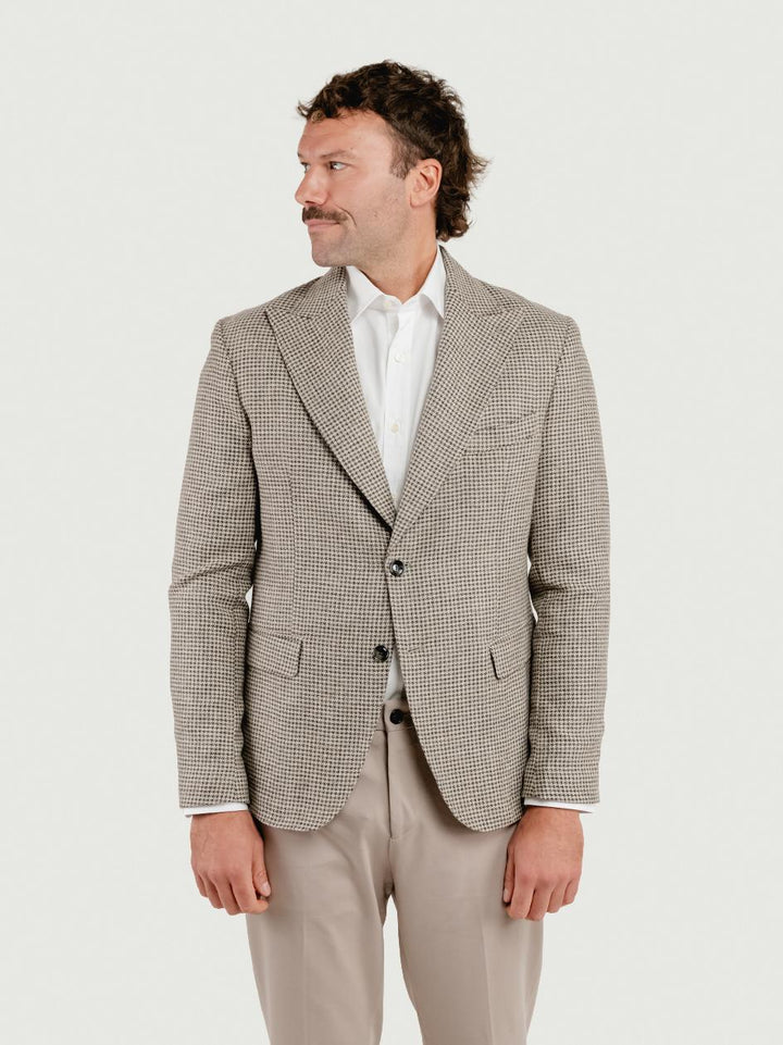 BLAZER MONOPETTO PIED DE POULE COLOR FANGO G012 613 ANDREA MORANDO 