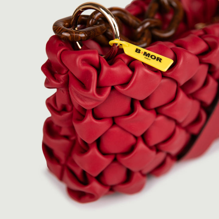 BORSA IN PELLE INTRECCIATA BORDEAUX "CURLY" CURLYNEW BORDEAUX BIMOR 