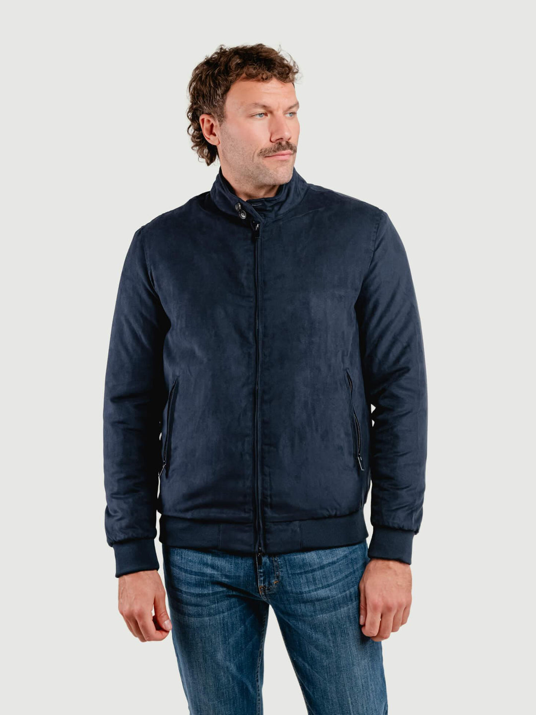 BOMBER IMBOTTITO IN ALCANTARA BLU NAVY BU26W06JKCOAT 201 ANDREA MORANDO 
