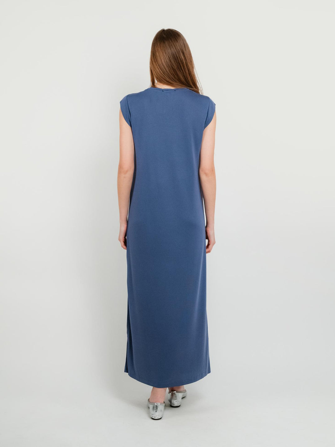 ABITO LUNGO BLUETTE CON MANICHE CORTE 525LIXX711 INDIGO ANDREA MORANDO 