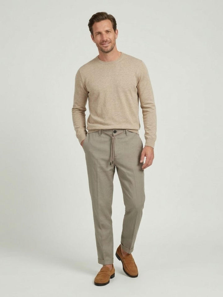 Pantalone in liocell con coulisse tortora Y0007M 2018 ANDREA MORANDO 