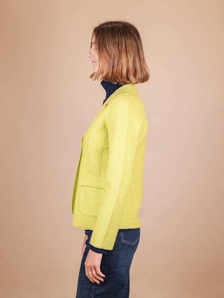 GIACCA SFODERATA IN LANA COTTA VERDE ACIDO 2371574 032 ANDREA MORANDO 