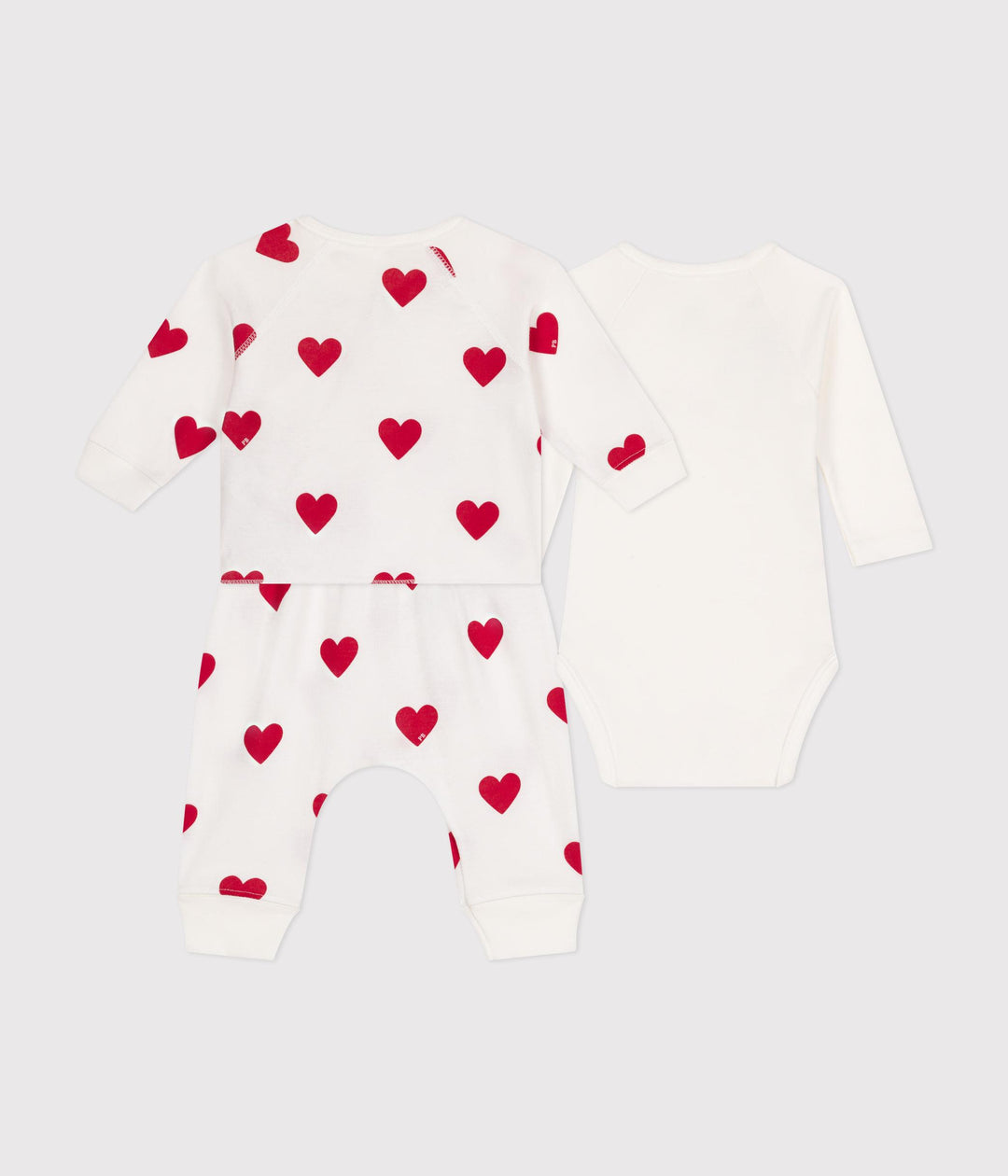 COMPLETO CON 3 PEZZI A RIGHE IN COTONE PER BEBÈ A09J5 01 PETIT BATEAU 